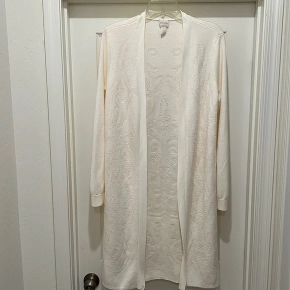 Chico’s Cream Off White Duster-longline Length Cardigan - Picture 1 of 12